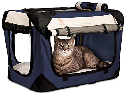 PetLuv 'Happy Cat Premium Kattenmand Zachte Opvouwbare Top & Side Loading Pet Crate &; Carrier...
