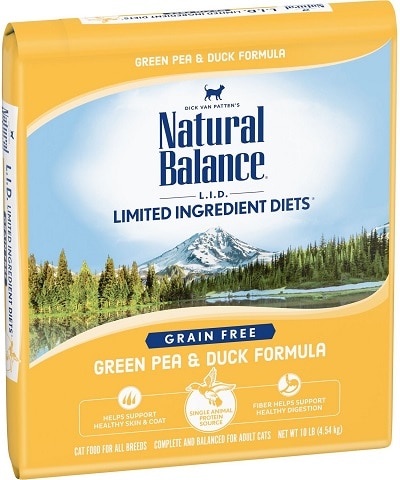 Natural Balance L.I.D. Limited Ingredient Diets Green Pea & Duck Formula Grain-Free Dry Cat Food.