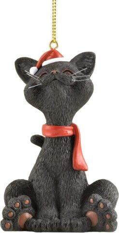 Grillig zwart kattenbeeldje ornament