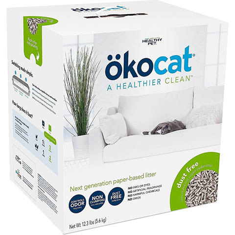 Okocat stofvrij ongeparfumeerd niet-klonterend papier pellet kattenbakvulling