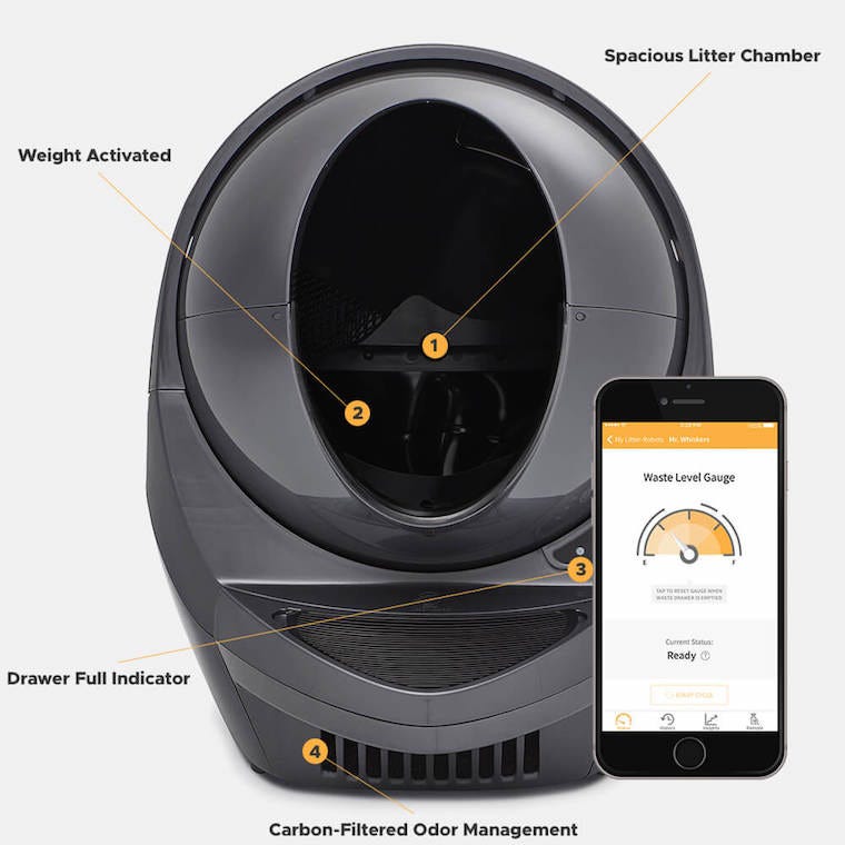 Grijze Nest-Robot 3 Verbind zelfreinigende kattenbak met iPhone app
