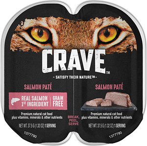 Crave Salmon Pate Graanvrije Kattenvoer Trays, 2.6-oz, geval van 24 twin-packs
