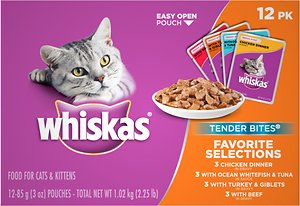 Whiskas Tender Bites Favoriete selecties Kattenvoer zakjes