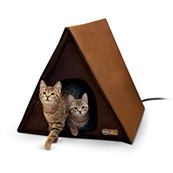 K&H Pet Products Outdoor Verwarmde Multi-Kitty A-Frame Chocolade