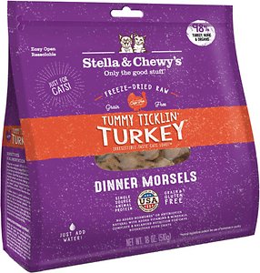 Stella &Chewy's Tummy Ticklin' Turkey Dinner Hapjes Gevriesdroogd rauw kattenvoer