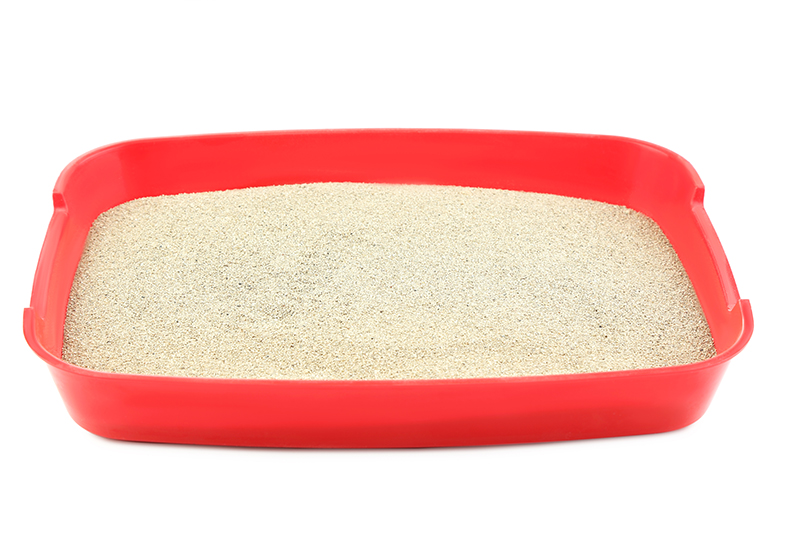 zand op een kattenbak
